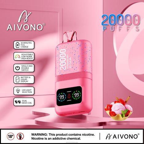 Aivono AIM magic 20000 آيس كريم الفراولة NX24D680 | Aivono Puffs